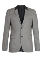 Topman Mens Grey Textured Skinny Fit Blazer With Contrast Back Neck