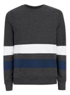 Topman Mens Grey Charcoal, White And Blue Stripe Sweatshirt