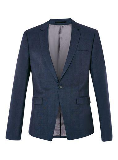 Topman Mens Blue Navy Crosshatch Skinny Fit Suit Jacket