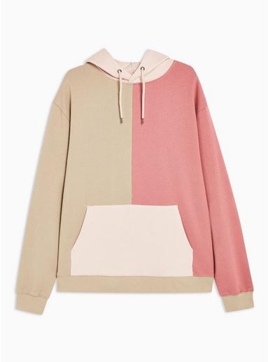 Topman Mens Pink Panelled Hoodie