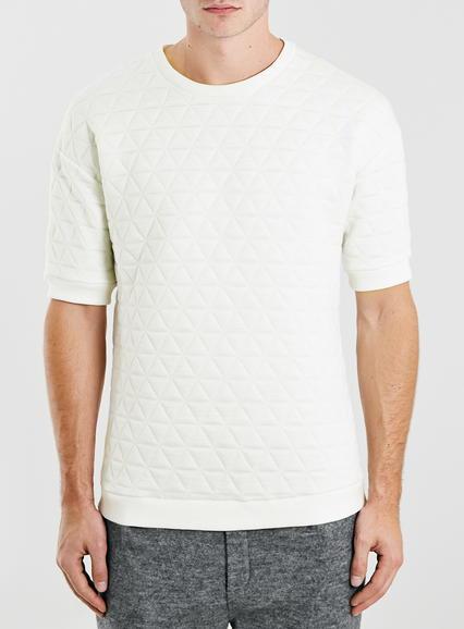 Topman Mens Lux White Diamond Quilt Sweat