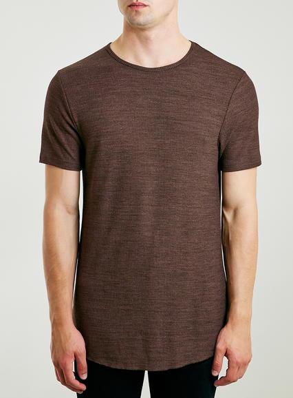 Topman Mens Brown Waffle Crew T-shirt