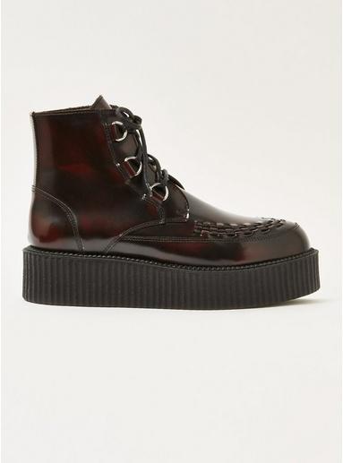 Topman Mens Red Burgundy Wedge Platform Boots