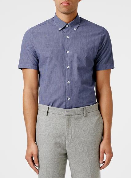 Topman Mens Peter Werth Blue Short Sleeve Shirt