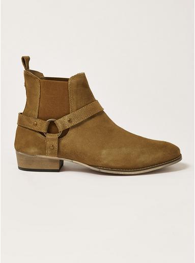 Topman Mens Brown Tan Suede Mount Harness Boots