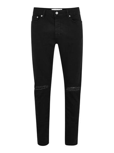Topman Mens Black Double Ripped Stretch Skinny Jeans