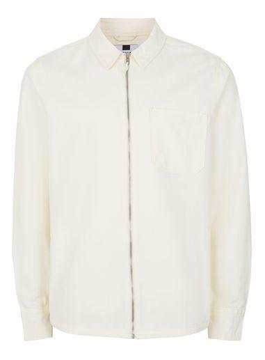 Topman Mens Cream Off White Zip Through Overshirt