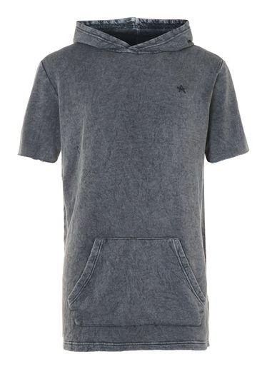 Topman Mens Antioch Washed Black Distressed Short Sleeve Hoodie*