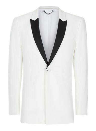 Topman Mens Cream Off White Contrast Lapel Skinny Fit Tuxedo Jacket