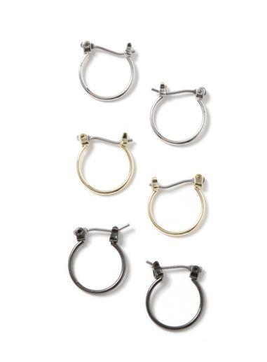 Topman Mens Silver Mixed Metal Hoop Earrings Pack*