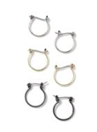 Topman Mens Silver Mixed Metal Hoop Earrings Pack*