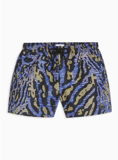 Topman Mens Blue Animal Camouflage Print Swim Shorts