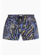 Topman Mens Blue Animal Camouflage Print Swim Shorts
