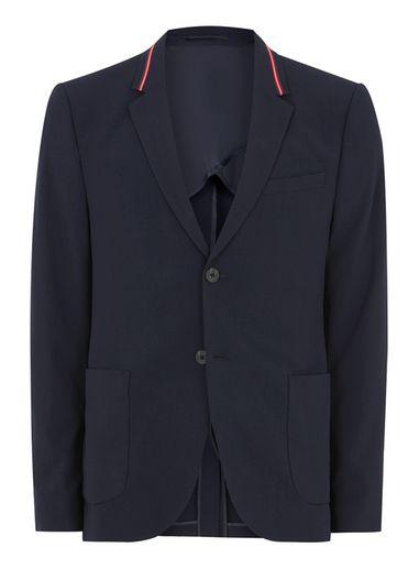 Topman Mens Blue Navy Relaxed Side Taping Skinny Suit Jacket