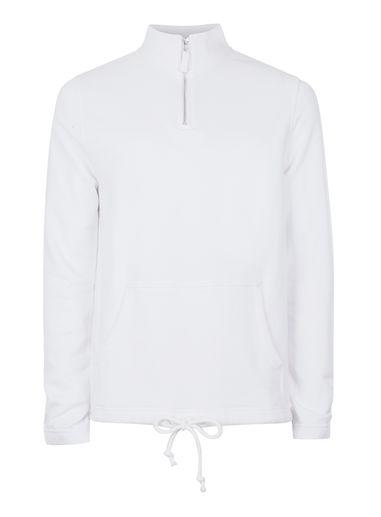 Topman Mens White Zip Neck Sweatshirt