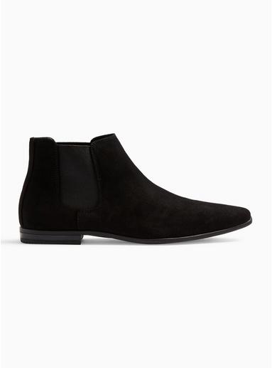 Topman Mens Black Faux Suede Briar Chelsea Boots