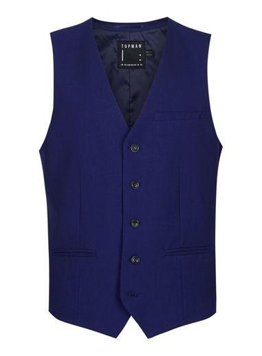 Topman Mens Deep Blue Twill Suit Vest