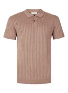 Topman Mens Selected Homme Pink Ribbed Knitted Polo T-shirt