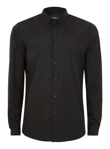 Topman Mens Black Slim Fit Shirt