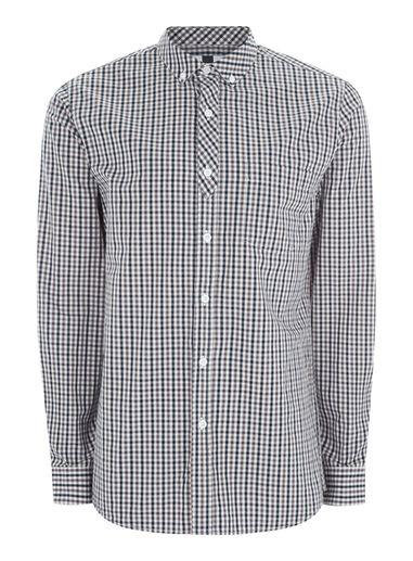 Topman Mens Multi Gingham Half Placket Shirt