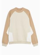 Topman Mens Multi Ecru And Stone Panel Sweatshirt