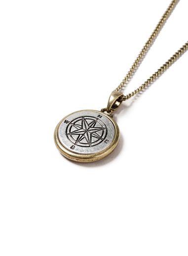 Topman Mens Grey Compass Necklace*