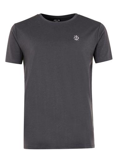 Topman Mens Blue Jog On Dark Grey Organic Cotton T-shirt*
