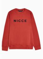 Nicce Mens Nicce Red Oversized Logo Sweatshirt