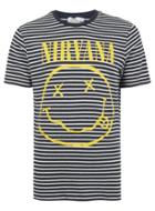 Topman Mens Dark Blue Navy Striped Nirvana T-shirt