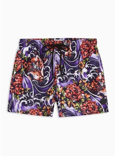 Topman Mens Multi Tiger Baroque Printed Swim Shorts