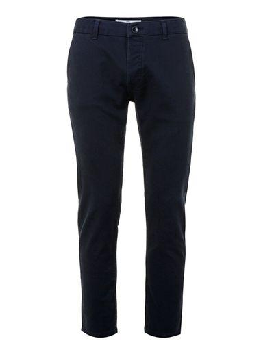 Topman Mens Blue Navy Cropped Stretch Slim Chinos