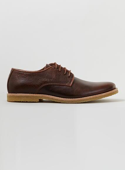Topman Mens Brown Union Tan Leather Derby Shoes