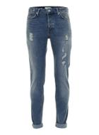 Topman Mens Blue Vintage Style Ripped Stretch Skinny Jeans