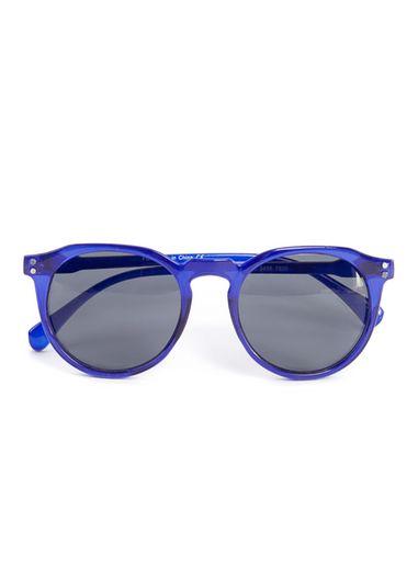 Topman Mens Blue Round Plastic Sunglasses