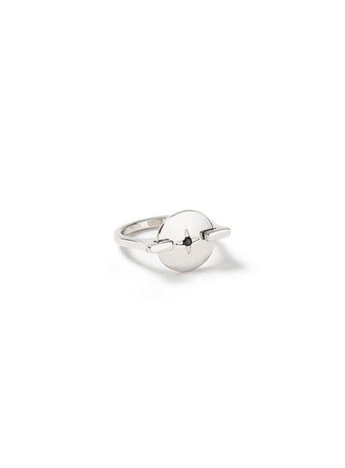 Topman Mens Silver Compass Stone Signet Ring*