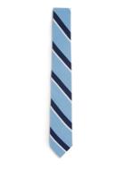 Topman Mens Blue And Navy Diagonal Stripe Soft Cotton Tie