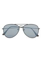 Topman Mens Black Flat Lens Aviator Sunglasses