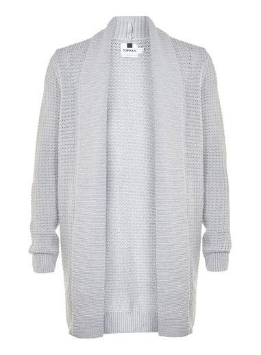 Topman Mens Grey Drapey Textured Cardigan