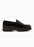 Topman Mens Black Leather Reed Loafers