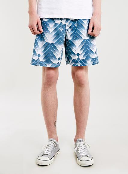 Topman Mens Multi Blue Jersey Print Shorts