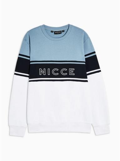 Nicce Mens Nicce Blue Panel Sweatshirt