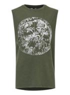 Topman Mens Green Khaki Wash Astrology Print Tank Top