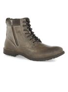Topman Mens Grey Gray Leather Zip Boots
