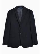 Topman Mens Navy Slim Fit Textured Single Breasted Blazer With Notch Lapels
