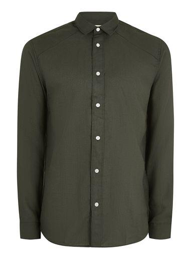 Topman Mens Green Selected Homme Long Sleeve Shirt