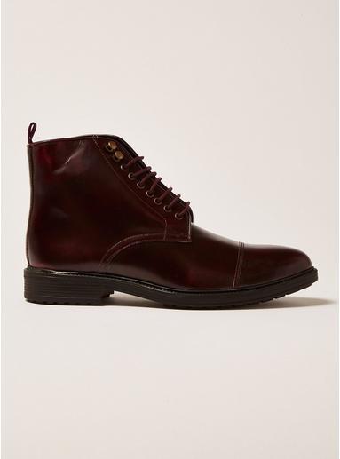 Topman Mens Red Burgundy Leather Baron Lace Up Boots