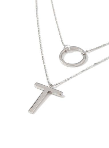 Topman Mens Silver T Bar Necklace*