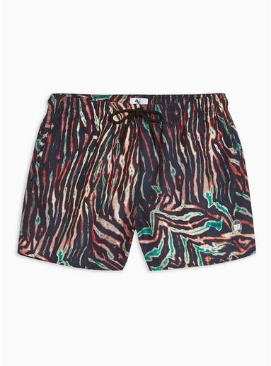 Topman Mens Orange Tiger Print Swim Shorts