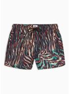 Topman Mens Orange Tiger Print Swim Shorts