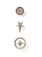 Topman Mens Gold Look Compass And Star Brooch 3 Pack*